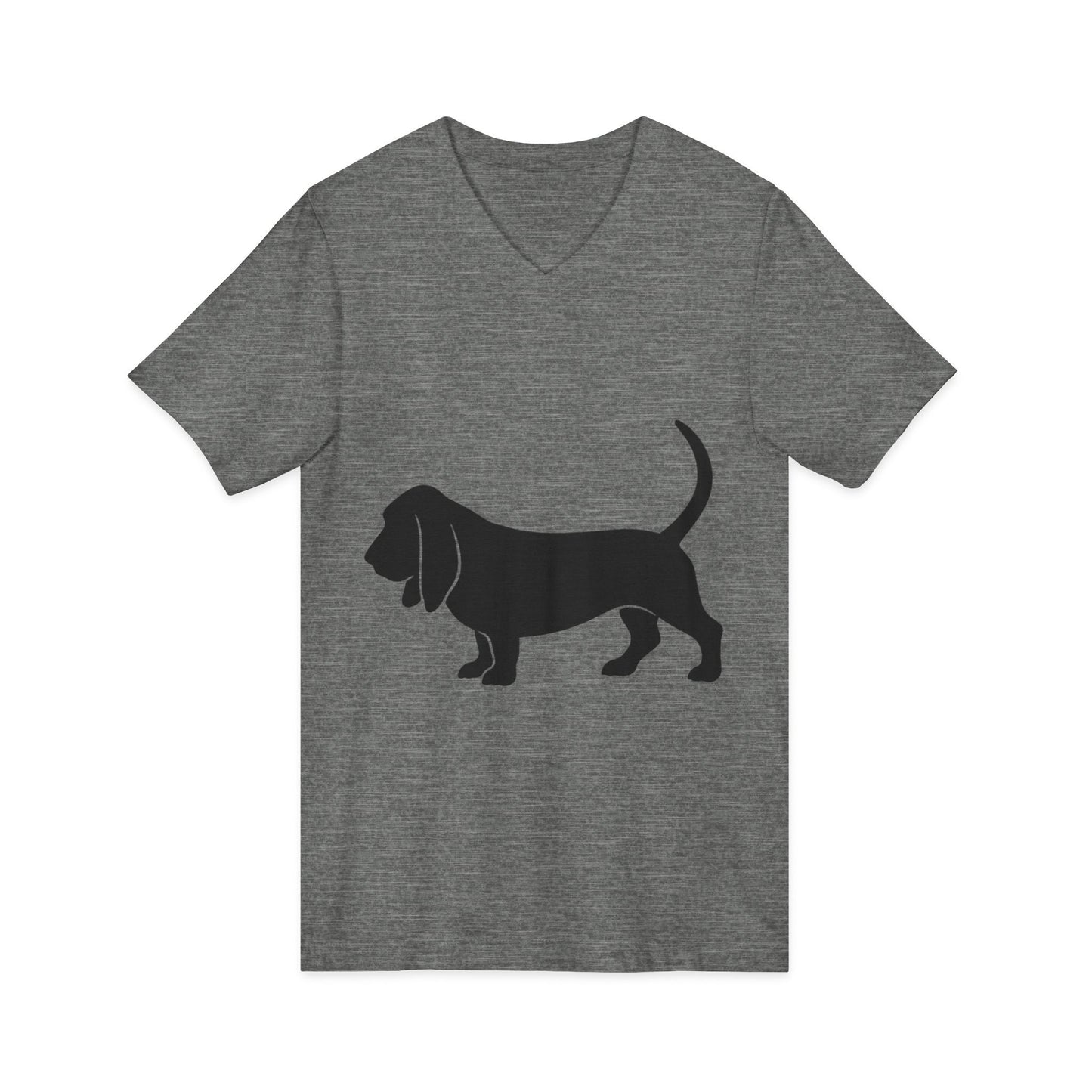 Basset Silhouette Unisex Short Sleeve V-Neck Tee