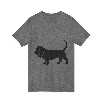 Basset Silhouette Unisex Short Sleeve V-Neck Tee