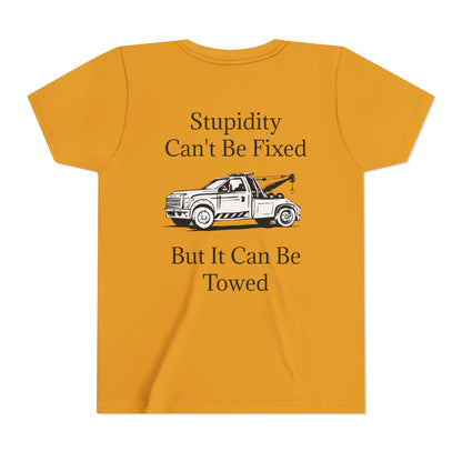Stupidity Wheel Lift Tow Truck Youth Unisex Short Sleeve Crewneck Tee
