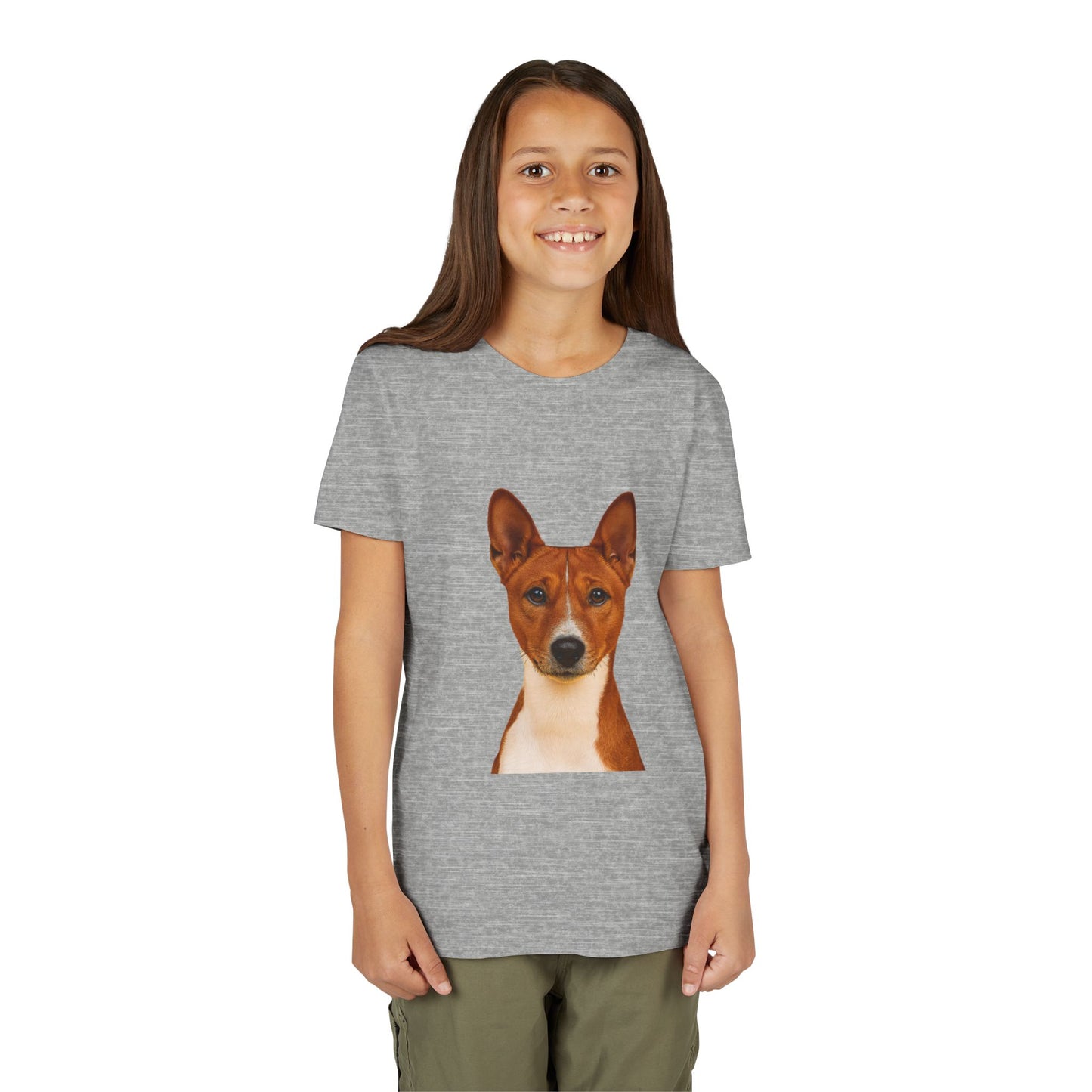 Basenji Head Youth Unisex Short Sleeve Crewneck Tee
