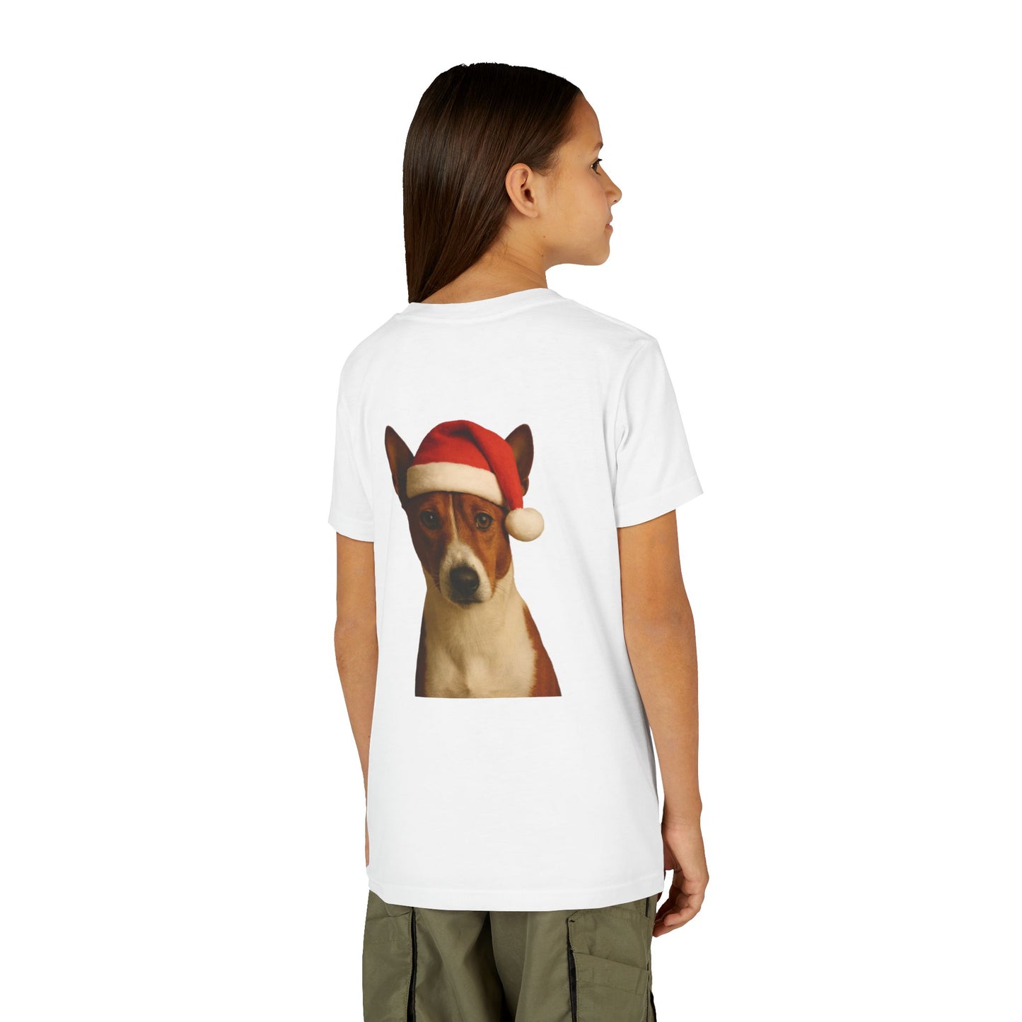 Santa Paws Basenji Youth Unisex Short Sleeve Crewneck Tee