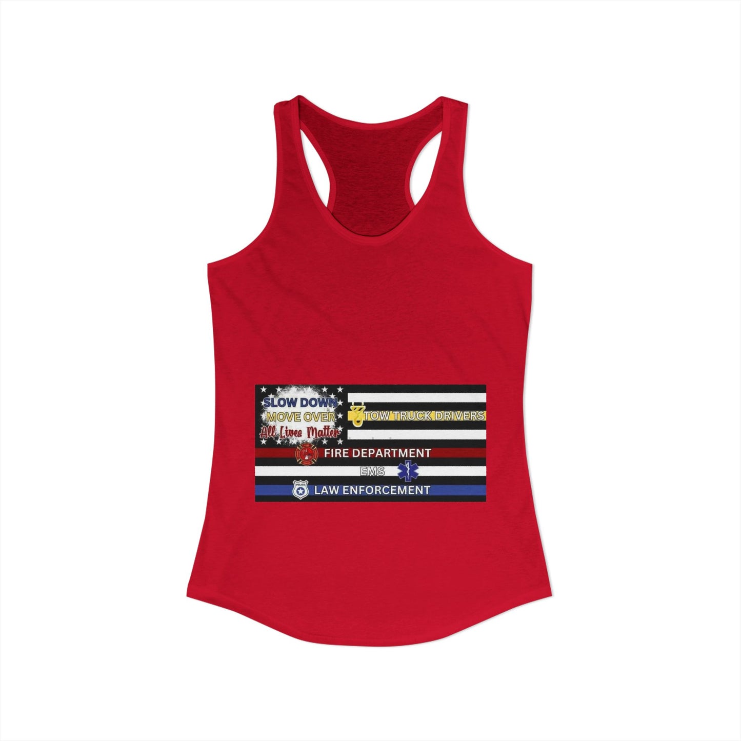 Slow Down Move Over Flag Women's Racerback Tank