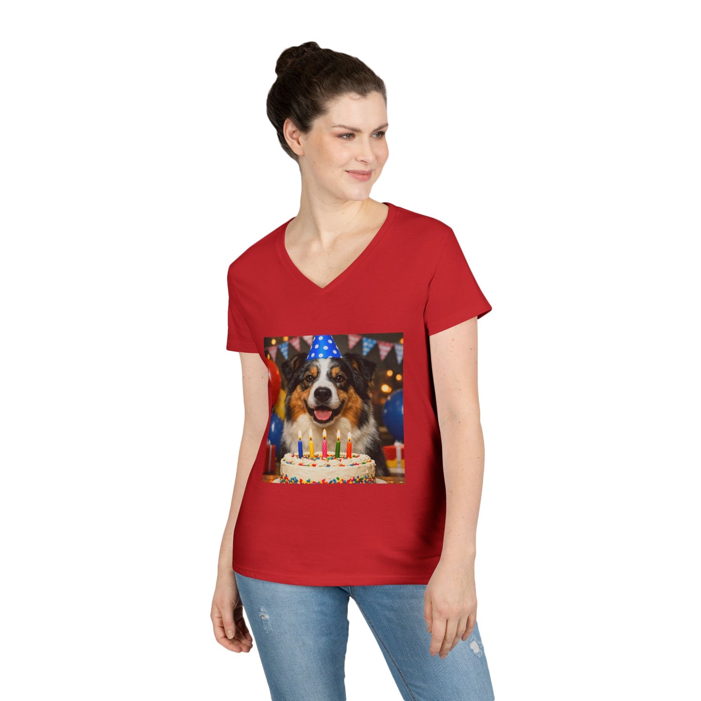 Birthday Buddy Aussie Women's V-Neck T-Shirt
