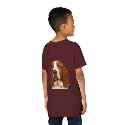 Basset Head Youth Unisex Short Sleeve Crewneck Tee