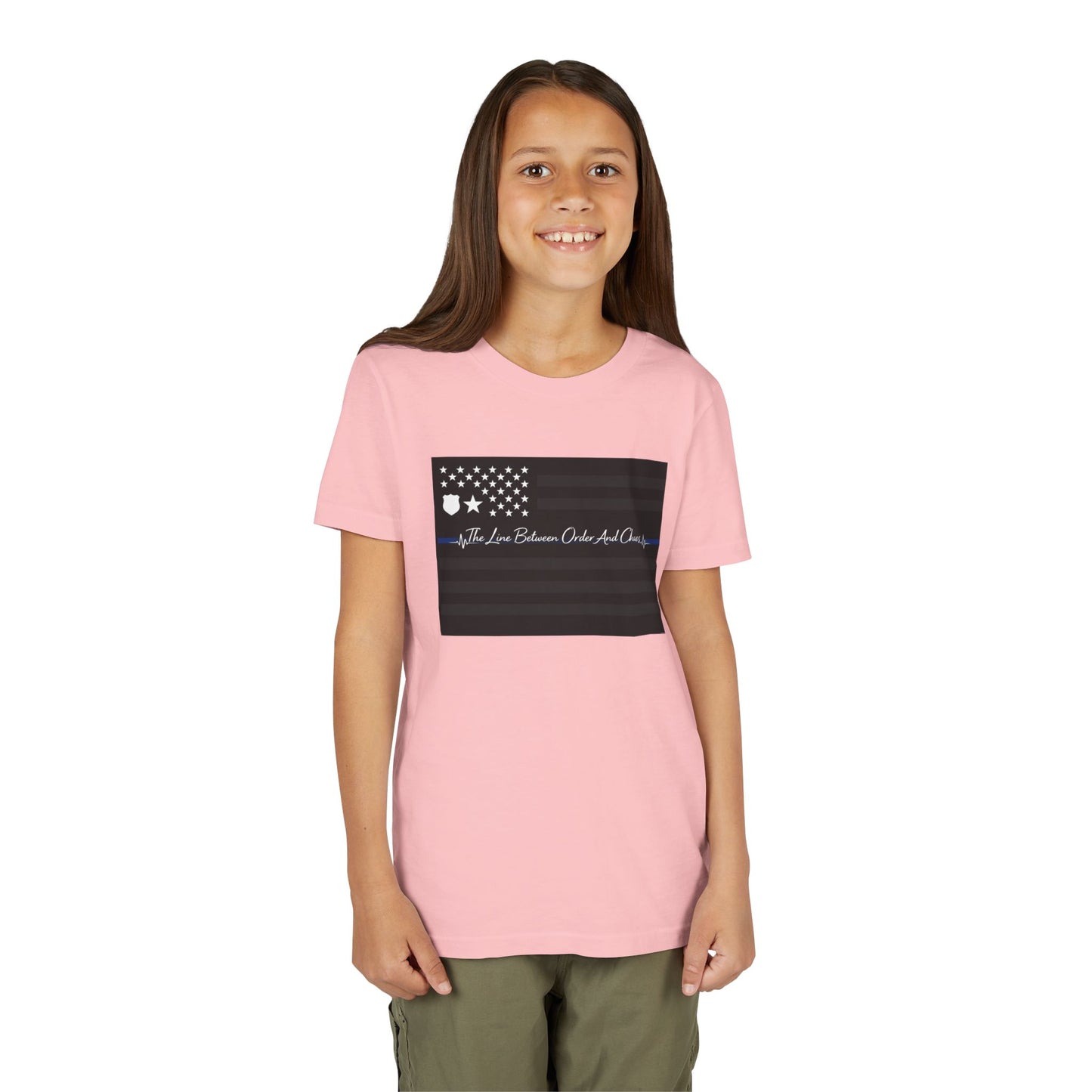 Thin Blue Line Youth Unisex Short Sleeve Crewneck Tee
