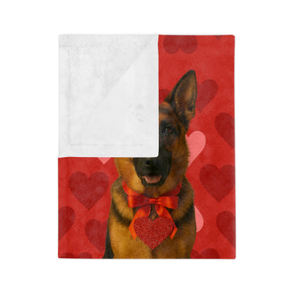 Cupid's Companion German Shepherd Velveteen Microfiber Blanket