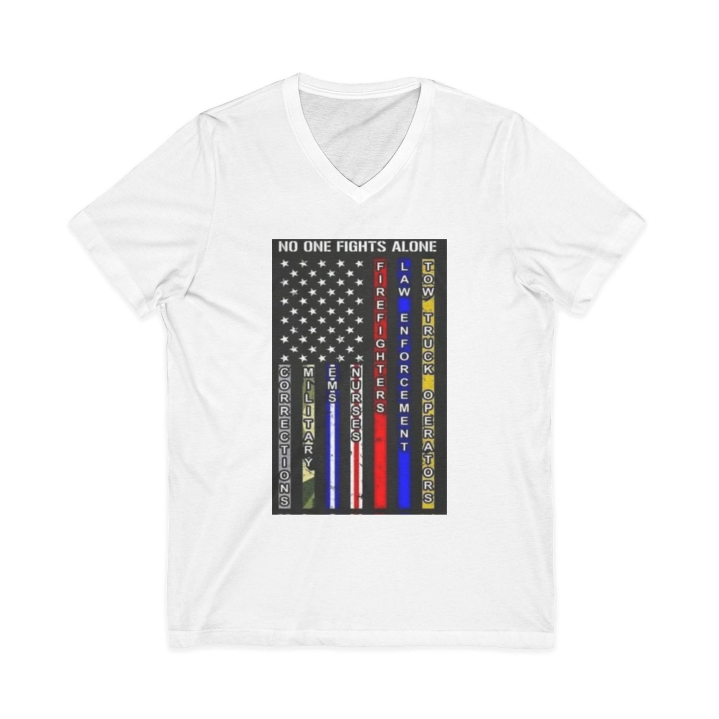 No One Fights Alone Unisex Short Sleeve V-Neck Tee