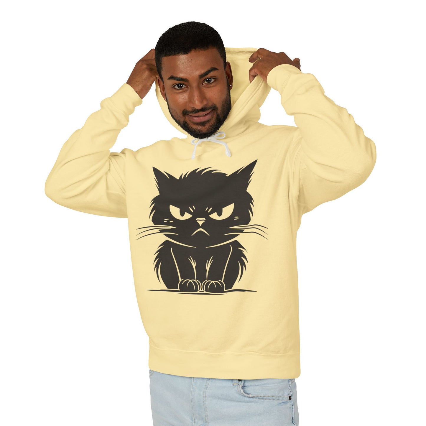 Angry Cat Unisex Lightweight Hoodie