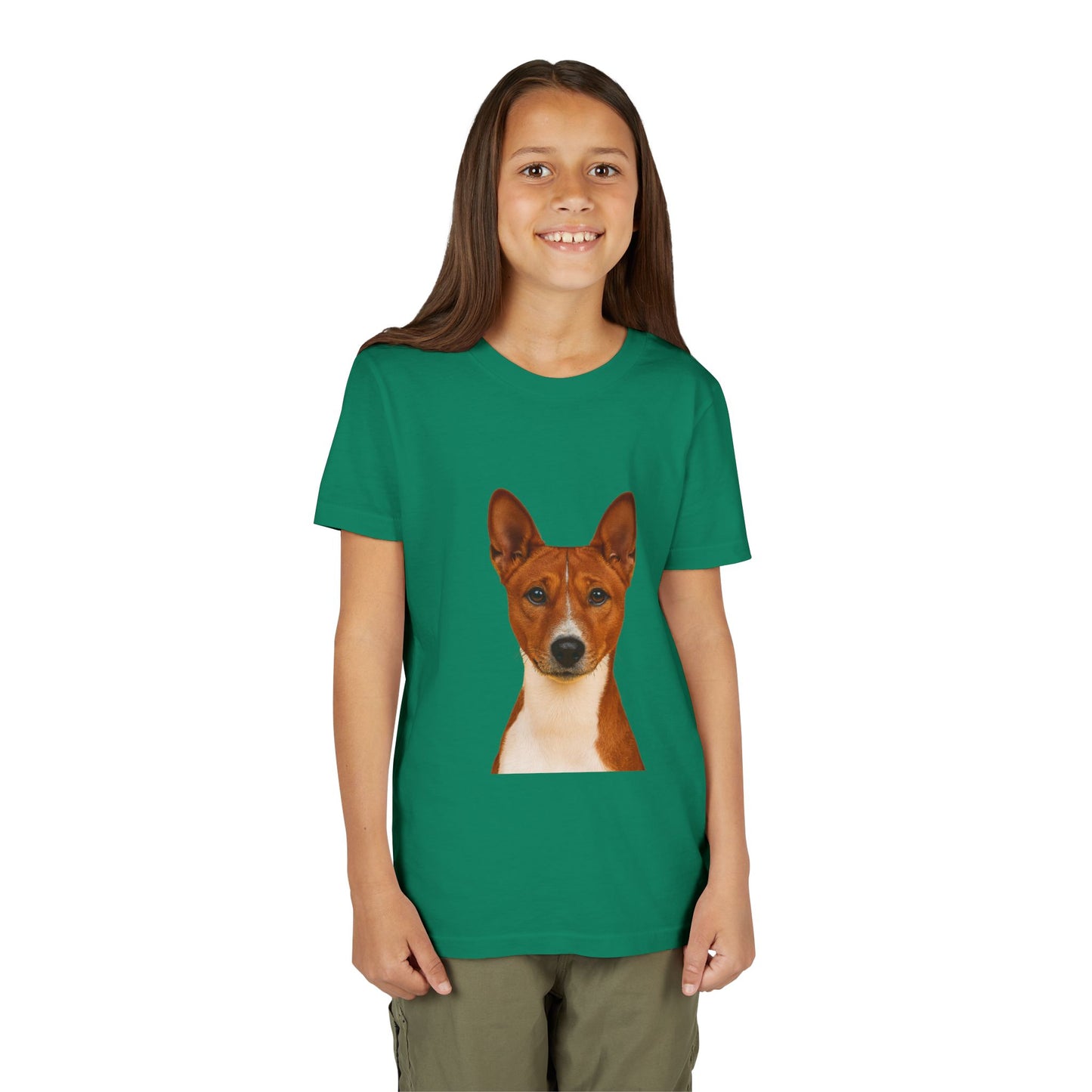 Basenji Head Youth Unisex Short Sleeve Crewneck Tee