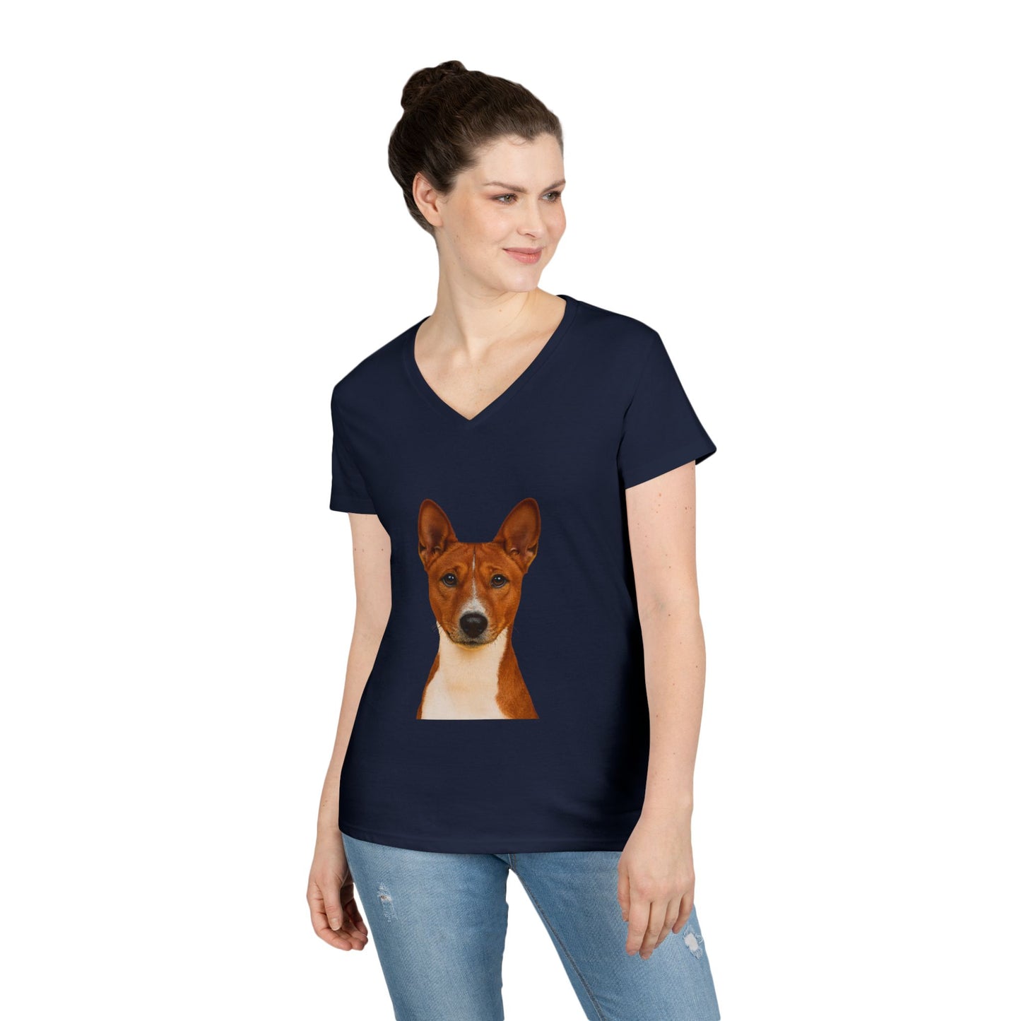Basenji Head Women's V-Neck T-Shirt
