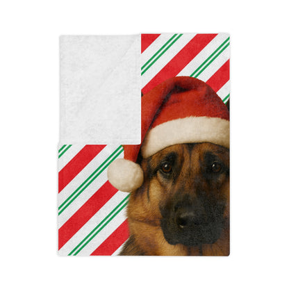 Santa Paws German Shepherd Velveteen Microfiber Blanket