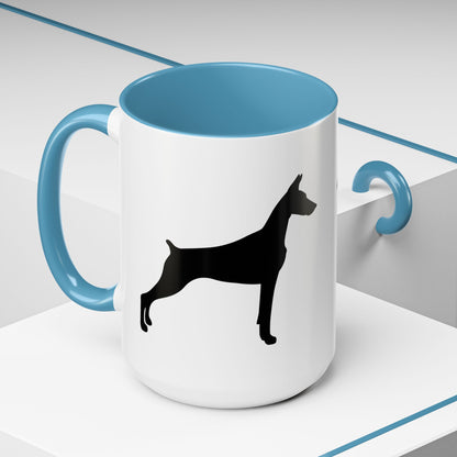 Doberman Silhouette 2-Tone Coffee Mug