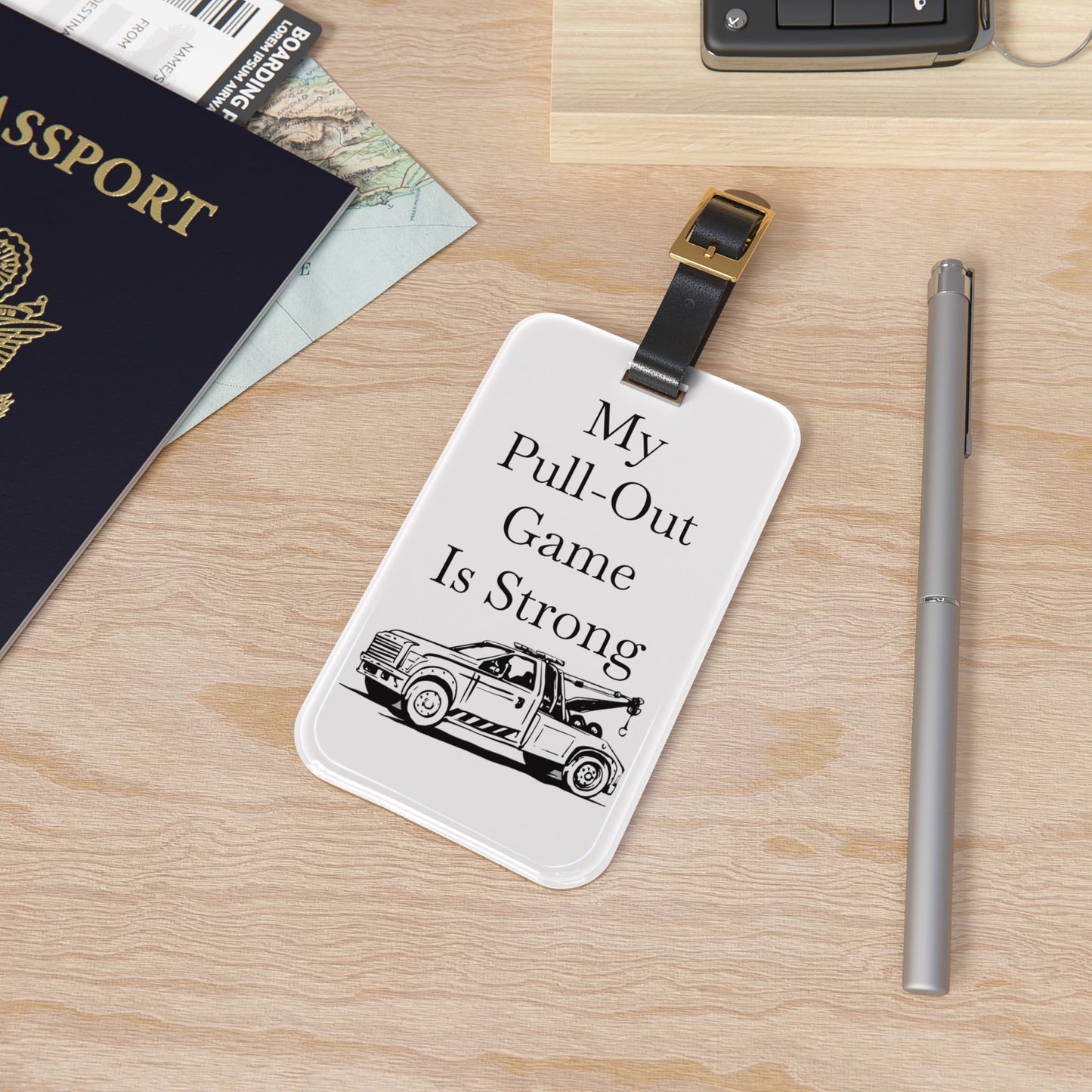 Pull Out Wheel Lift Tow Truck Leather Strap Luggage Tag