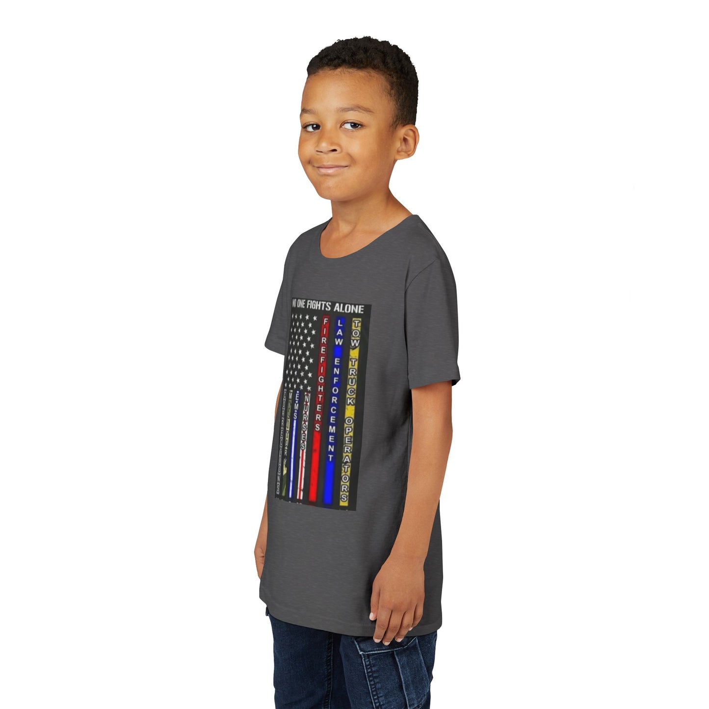 No One Fights Alone Youth Unisex Short Sleeve Crewneck Tee