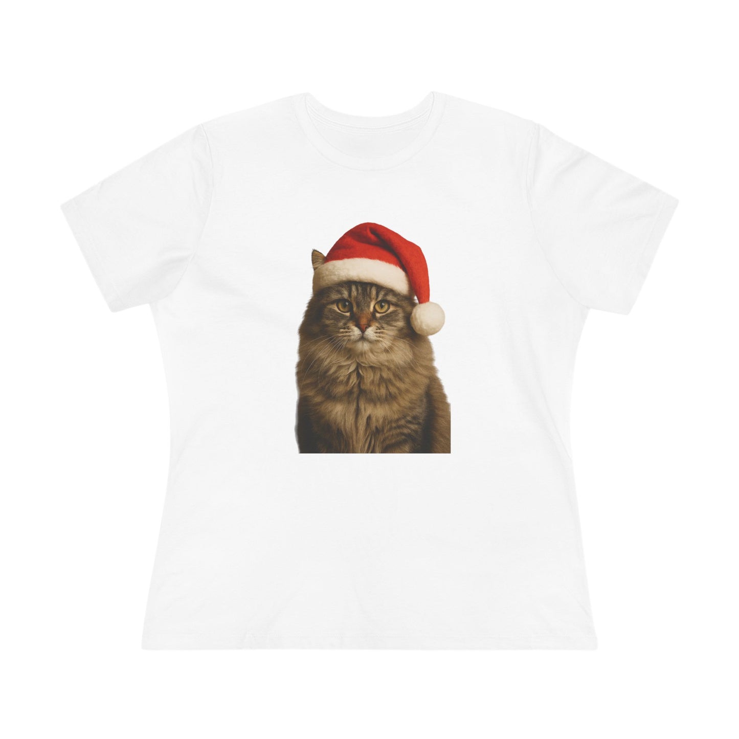 Santa Paws Cat Women's Short Sleeve Crewneck Tee