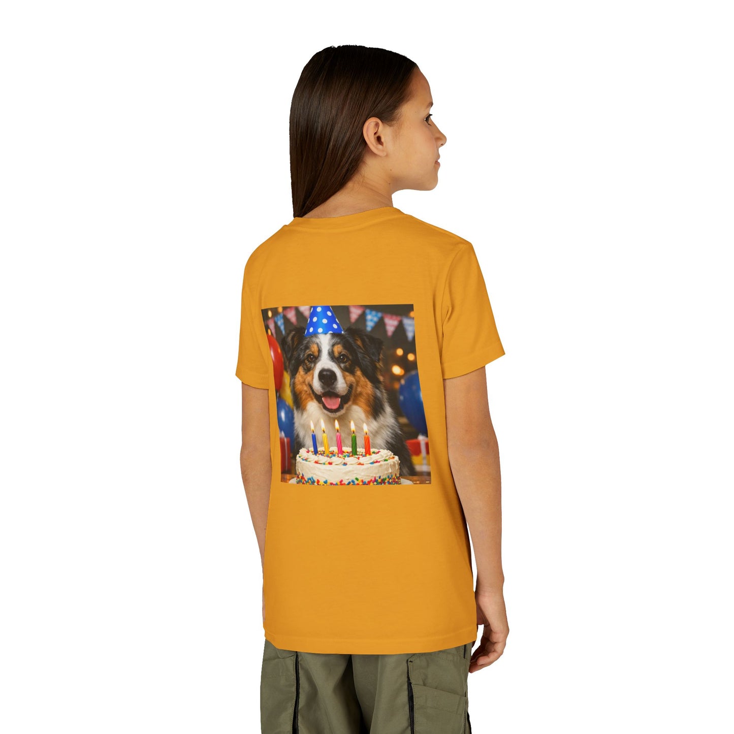Birthday Buddy Aussie Youth Unisex Short Sleeve Crewneck Tee