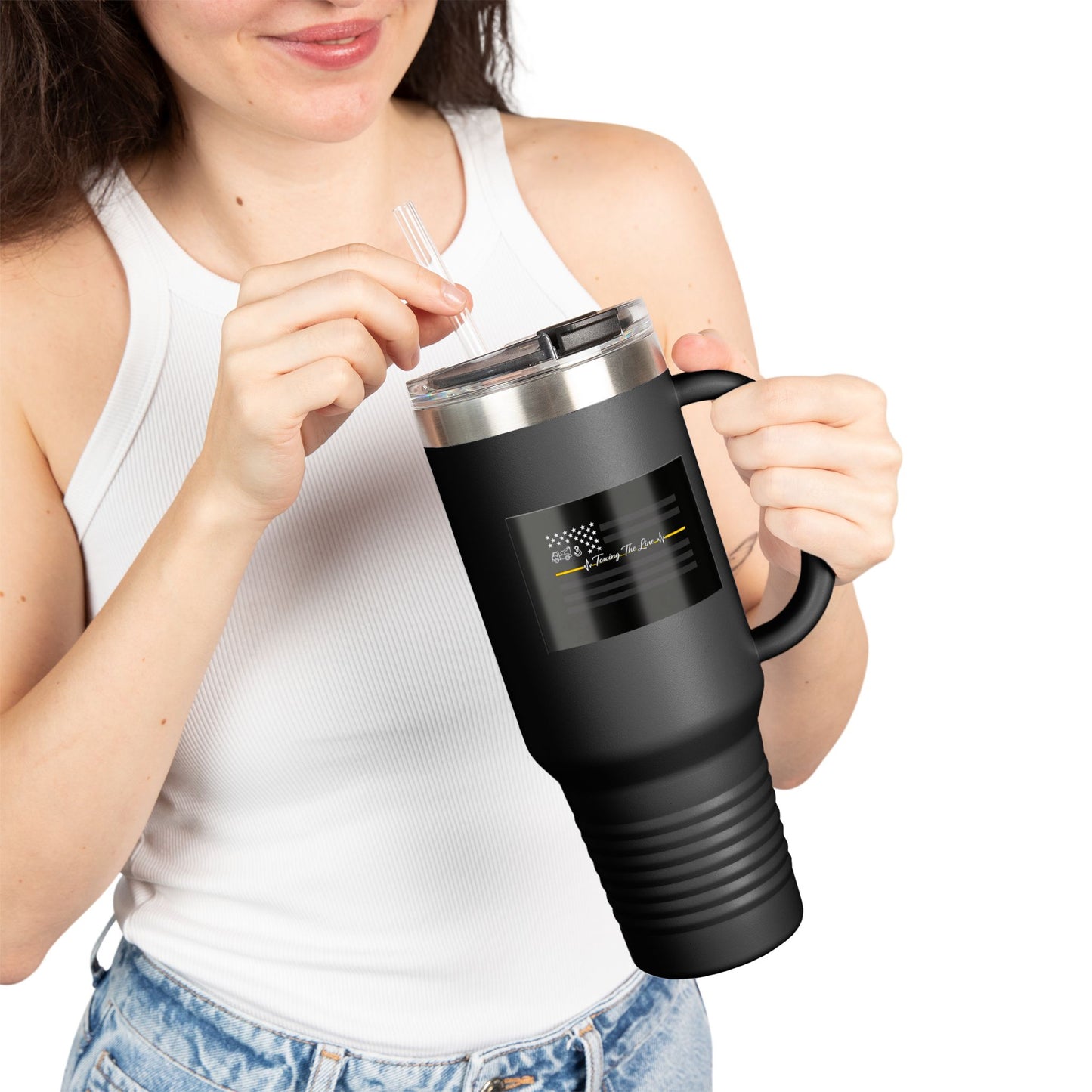 Thin Yellow Line Insulated Travel Mug