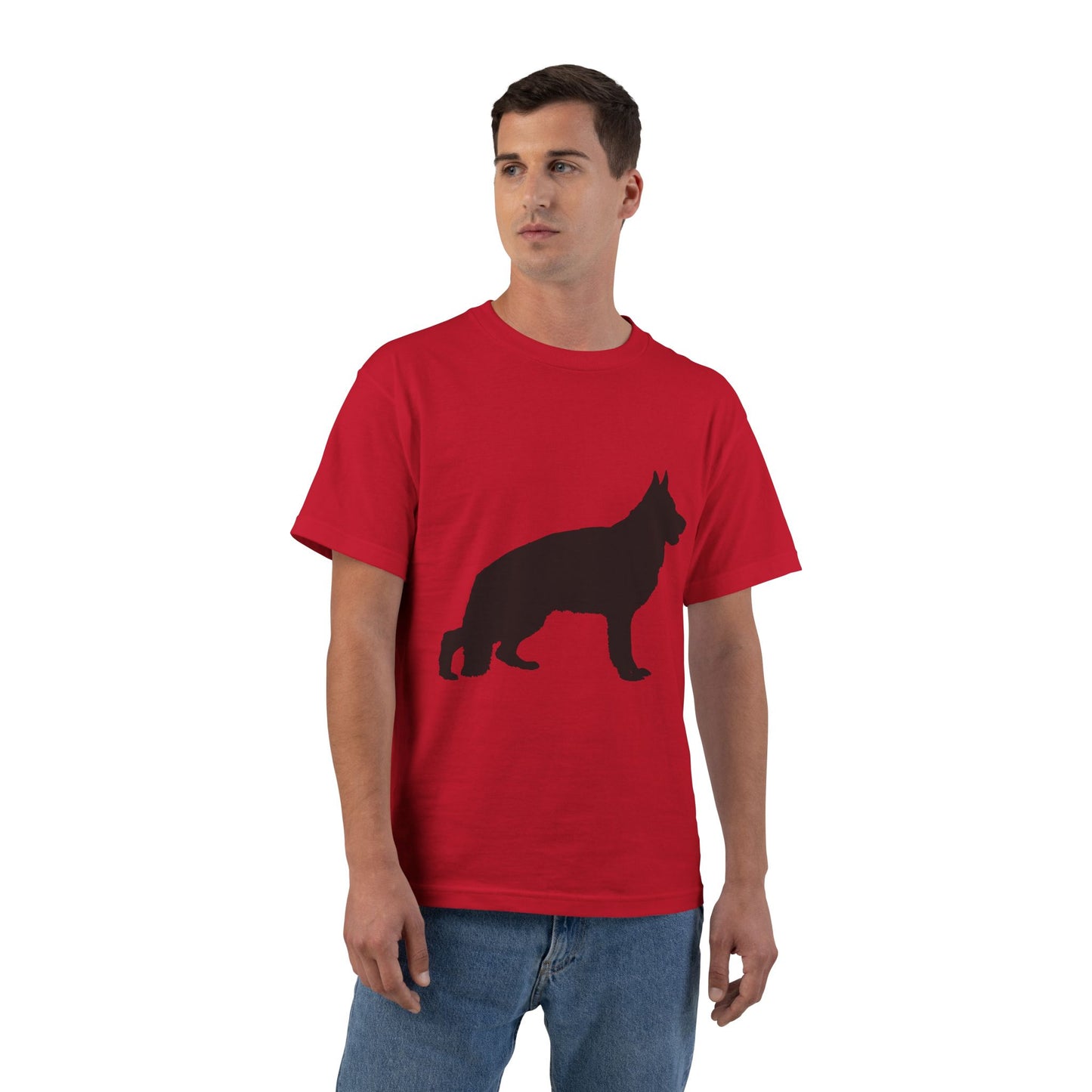 German Shepherd Silhouette Men's Short-Sleeve Crewneck Tee
