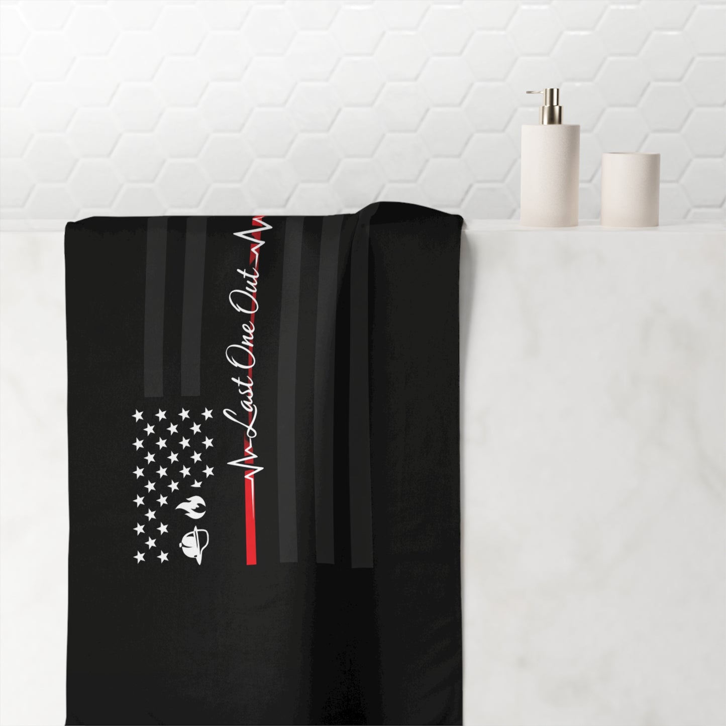 Thin Red Line Mink-Cotton  Beach Towel