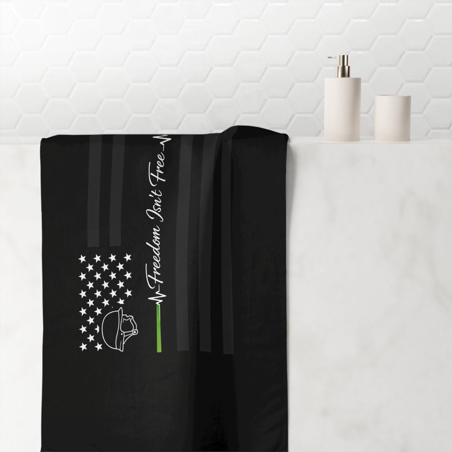 Thin Green Line Mink-Cotton  Beach Towel