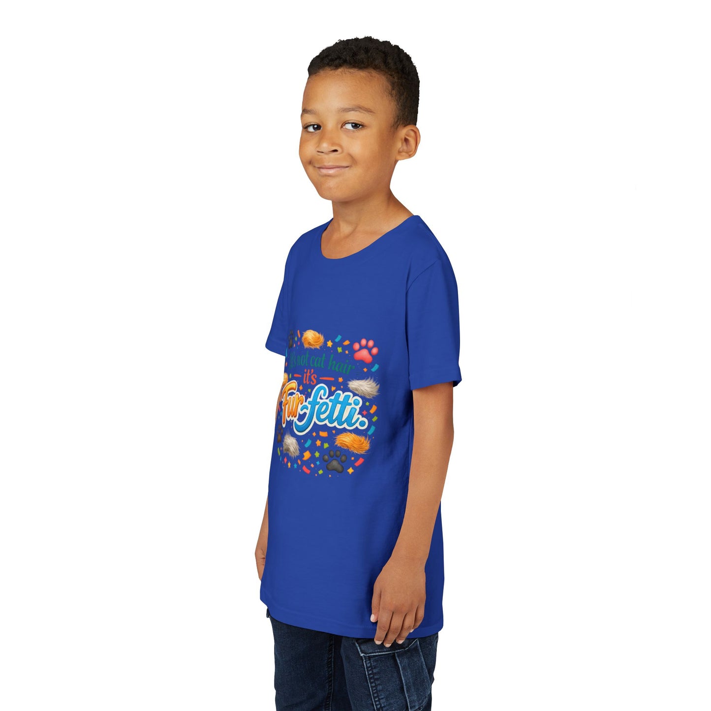 Fur-Fetti Cat Youth Unisex Short Sleeve Crewneck Tee