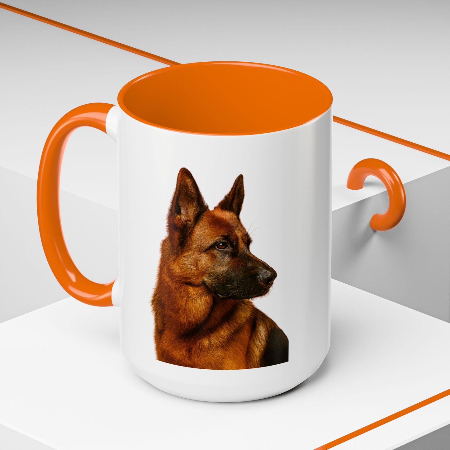 German Shepherd Head 2-Tone Coffee Mug