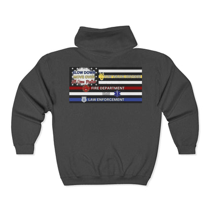 Slow Down Move Over Flag Unisex Full Zip Hoodie