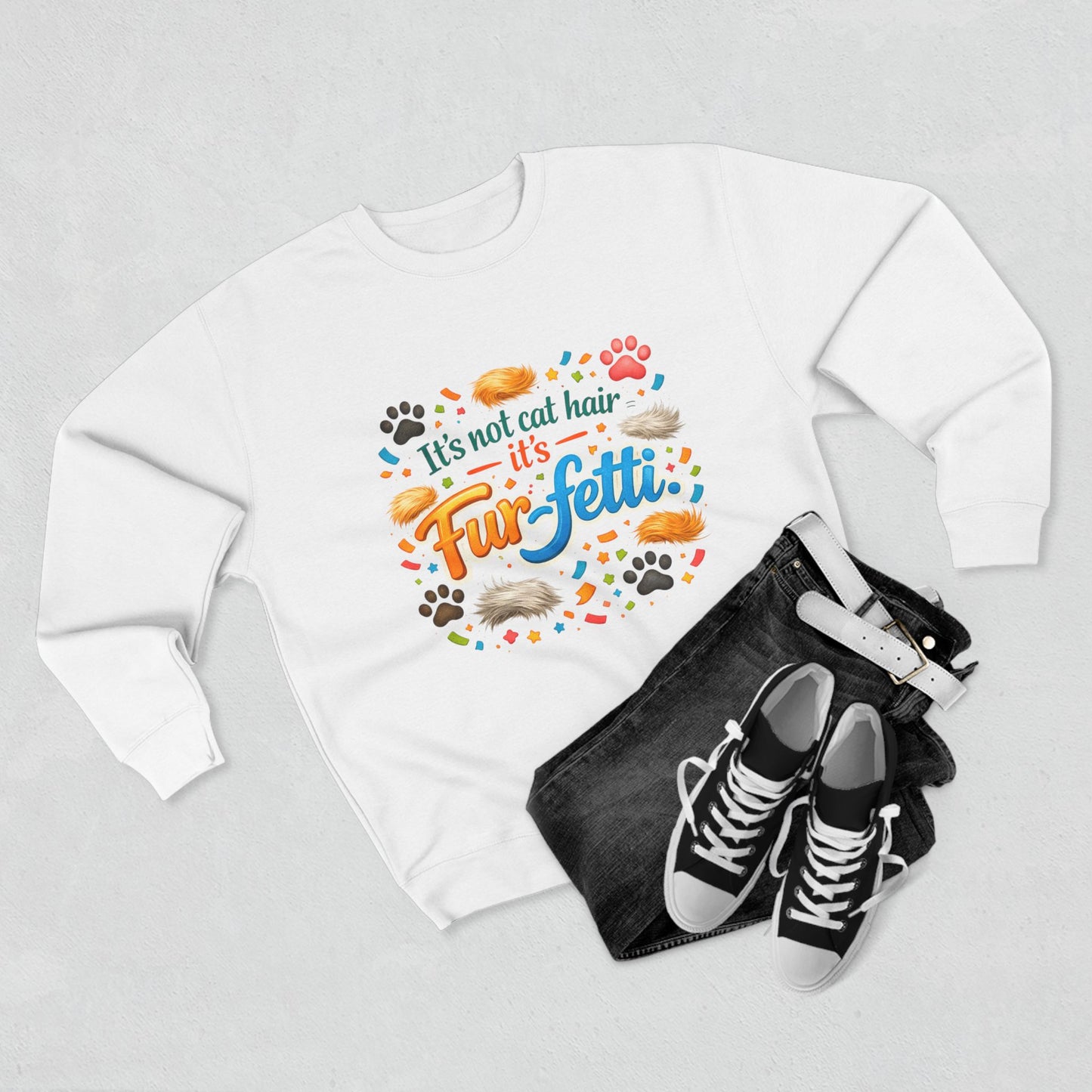 Fur-Fetti Cat Unisex Crewneck Sweatshirt