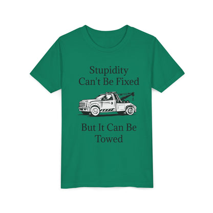 Stupidity Wheel Lift Tow Truck Youth Unisex Short Sleeve Crewneck Tee