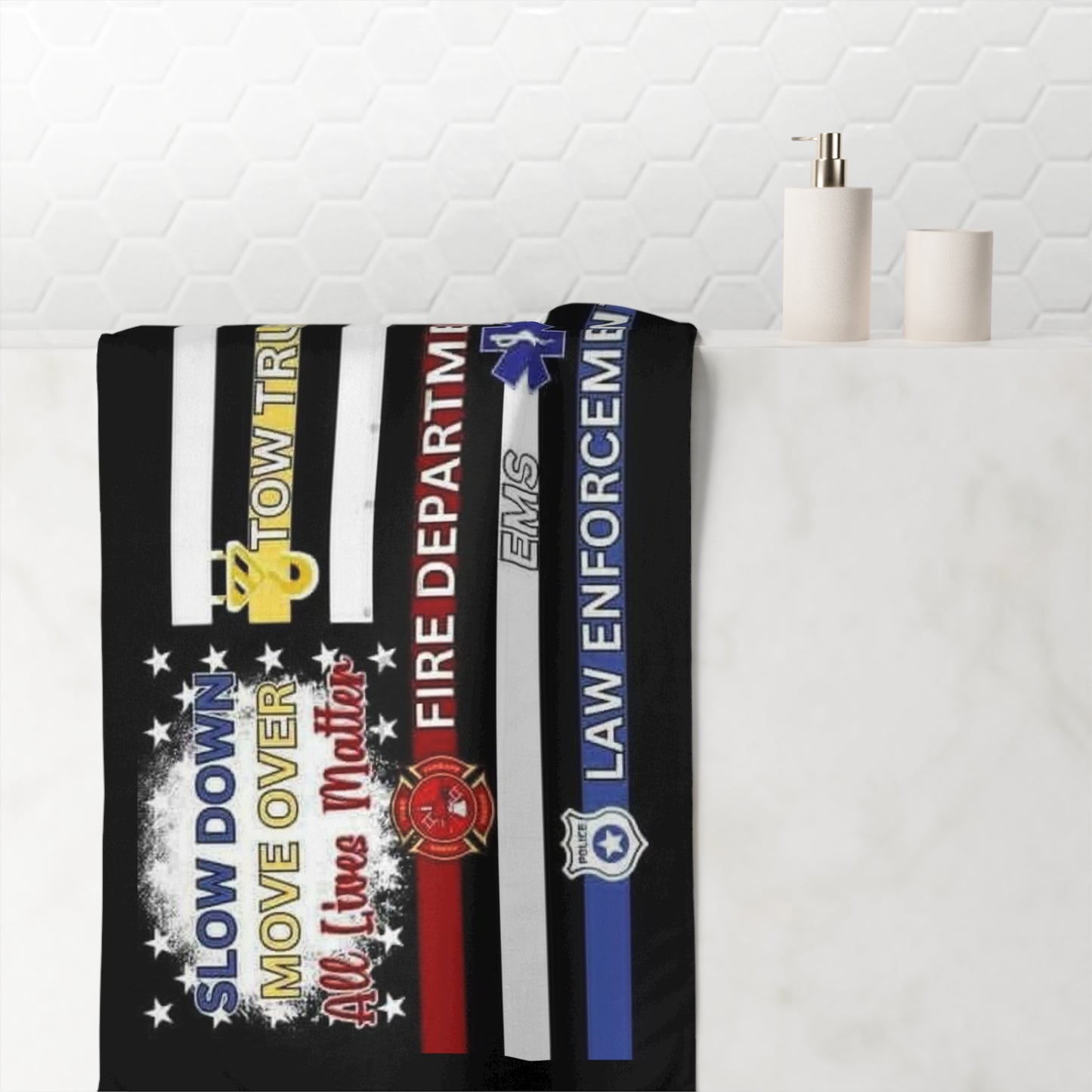 Slow Down Move Over Flag Mink-Cotton  Beach Towel