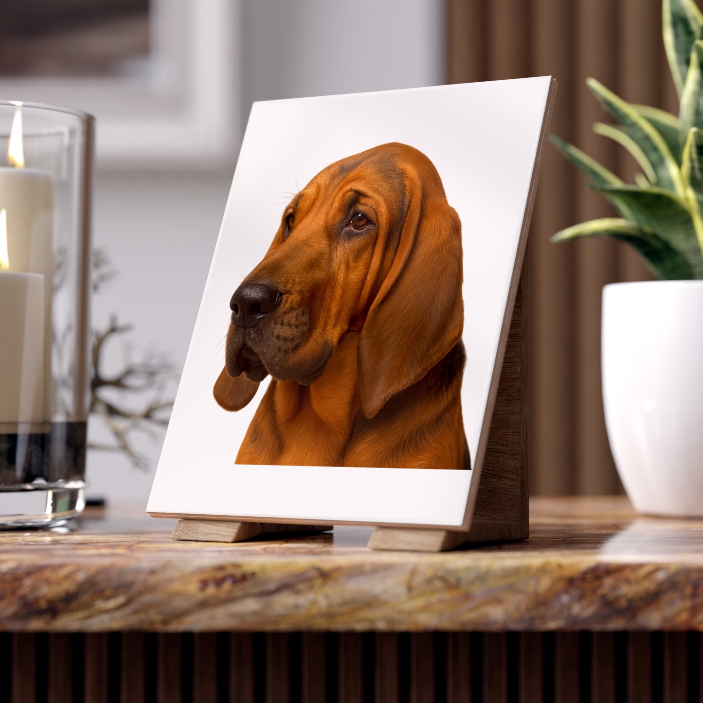 Bloodhound Head Ceramic Photo Tile