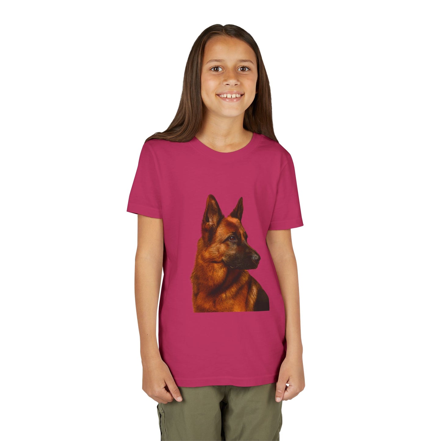 German Shepherd Head Youth Unisex Short Sleeve Crewneck Tee