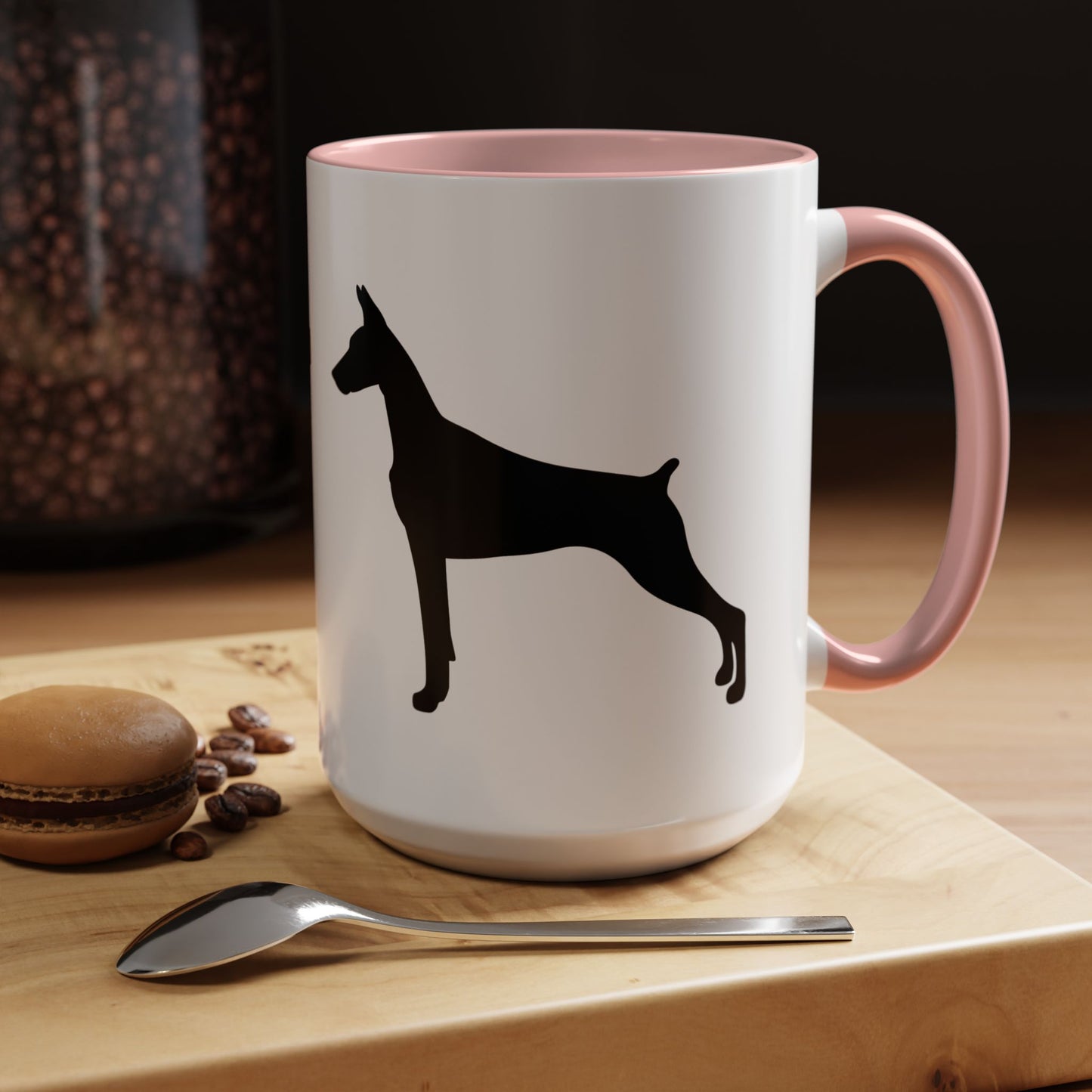 Doberman Silhouette 2-Tone Coffee Mug