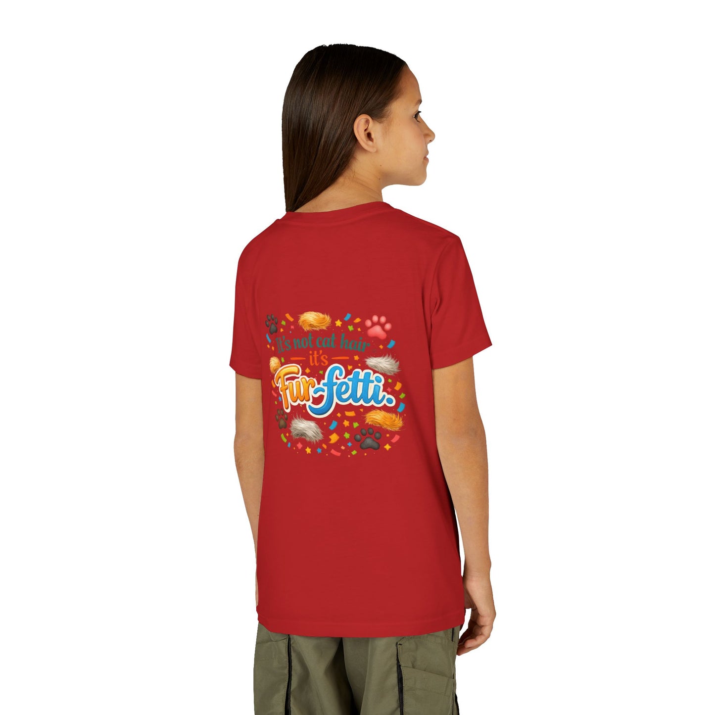 Fur-Fetti Cat Youth Unisex Short Sleeve Crewneck Tee