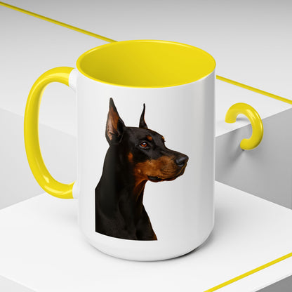 Doberman Head 2-Tone Coffee Mug