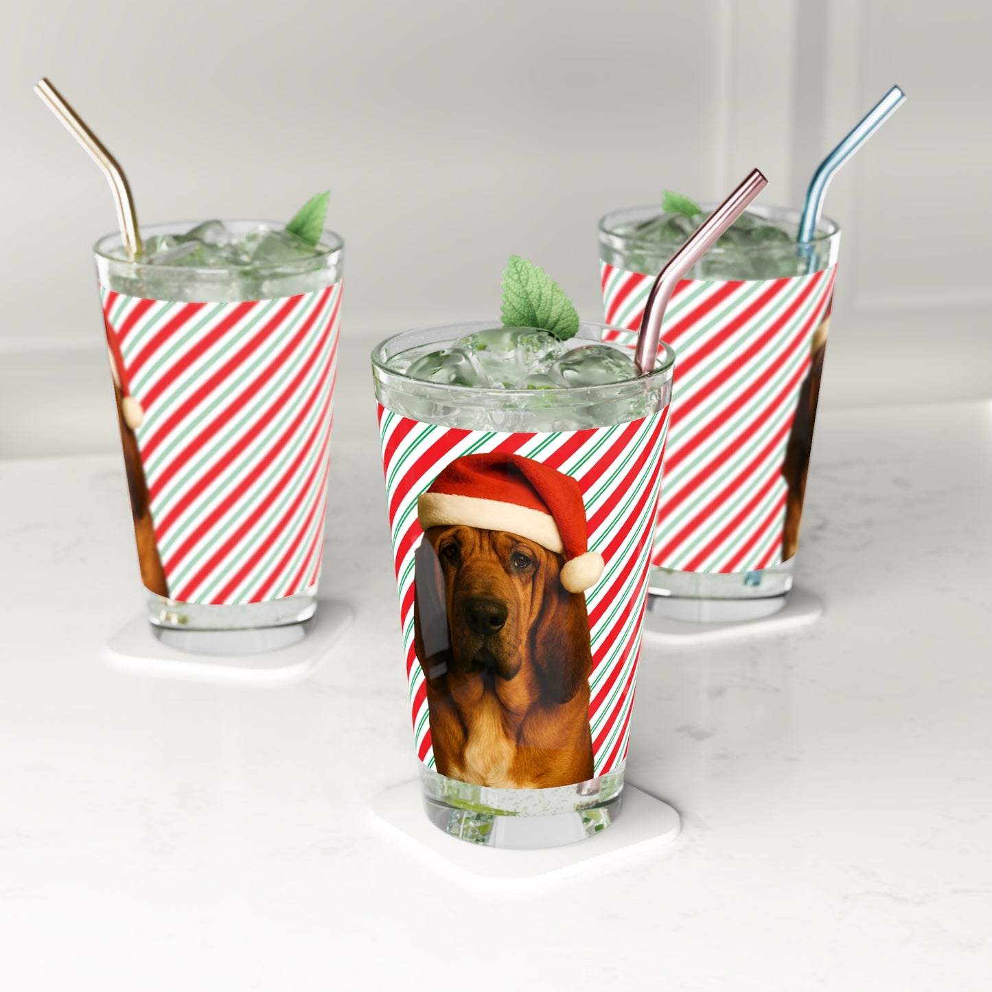 Santa Paws Bloodhound Drinking Glass
