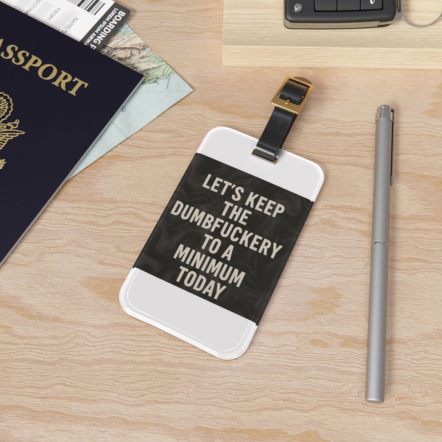 Dumbfuckery Leather Strap Luggage Tag