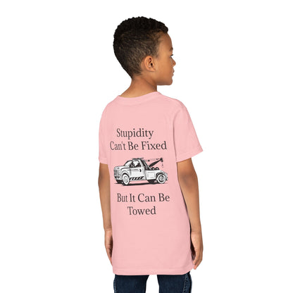 Stupidity Wheel Lift Tow Truck Youth Unisex Short Sleeve Crewneck Tee