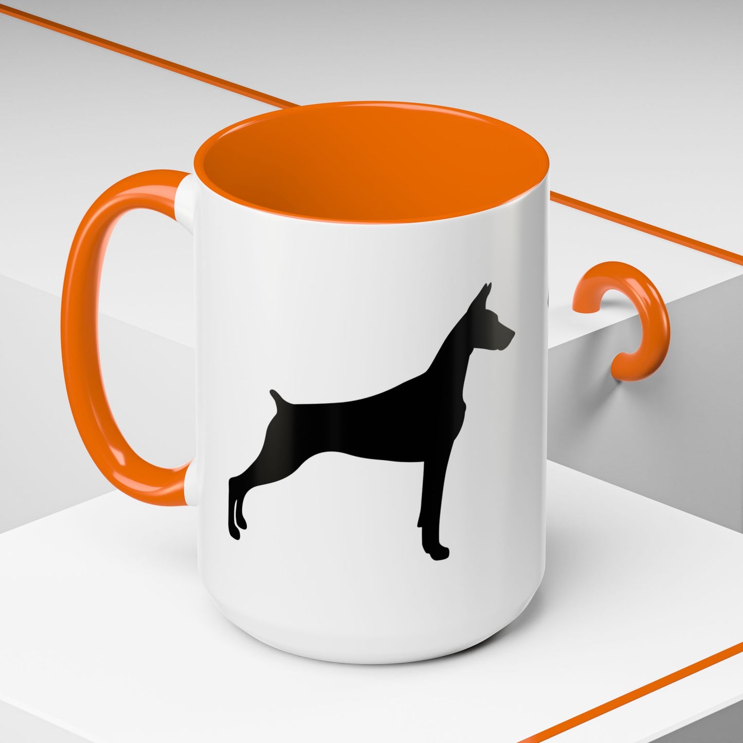 Doberman Silhouette 2-Tone Coffee Mug