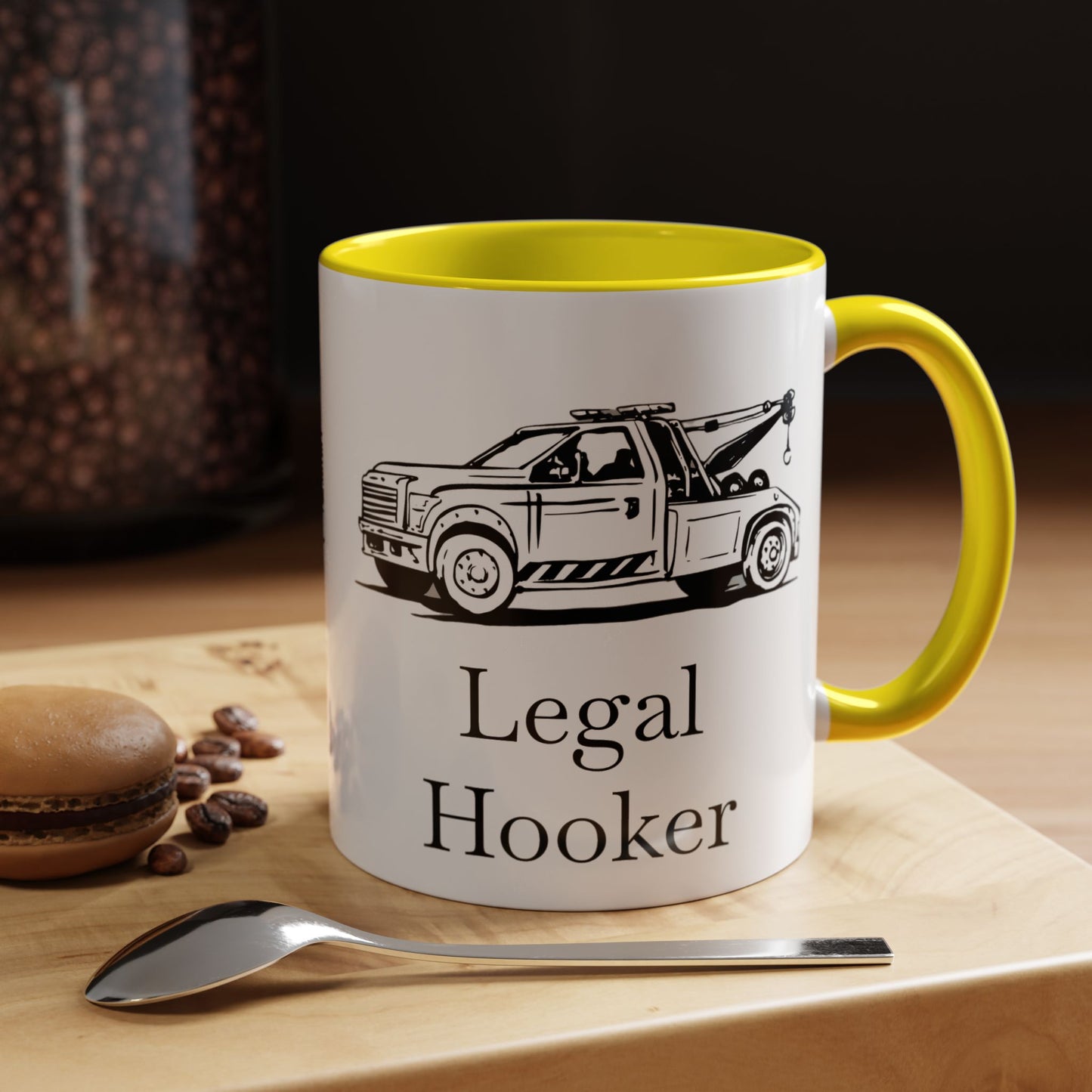 Legal H**ker Wheel Lift Tow Truck 2-Tone Coffee Mug