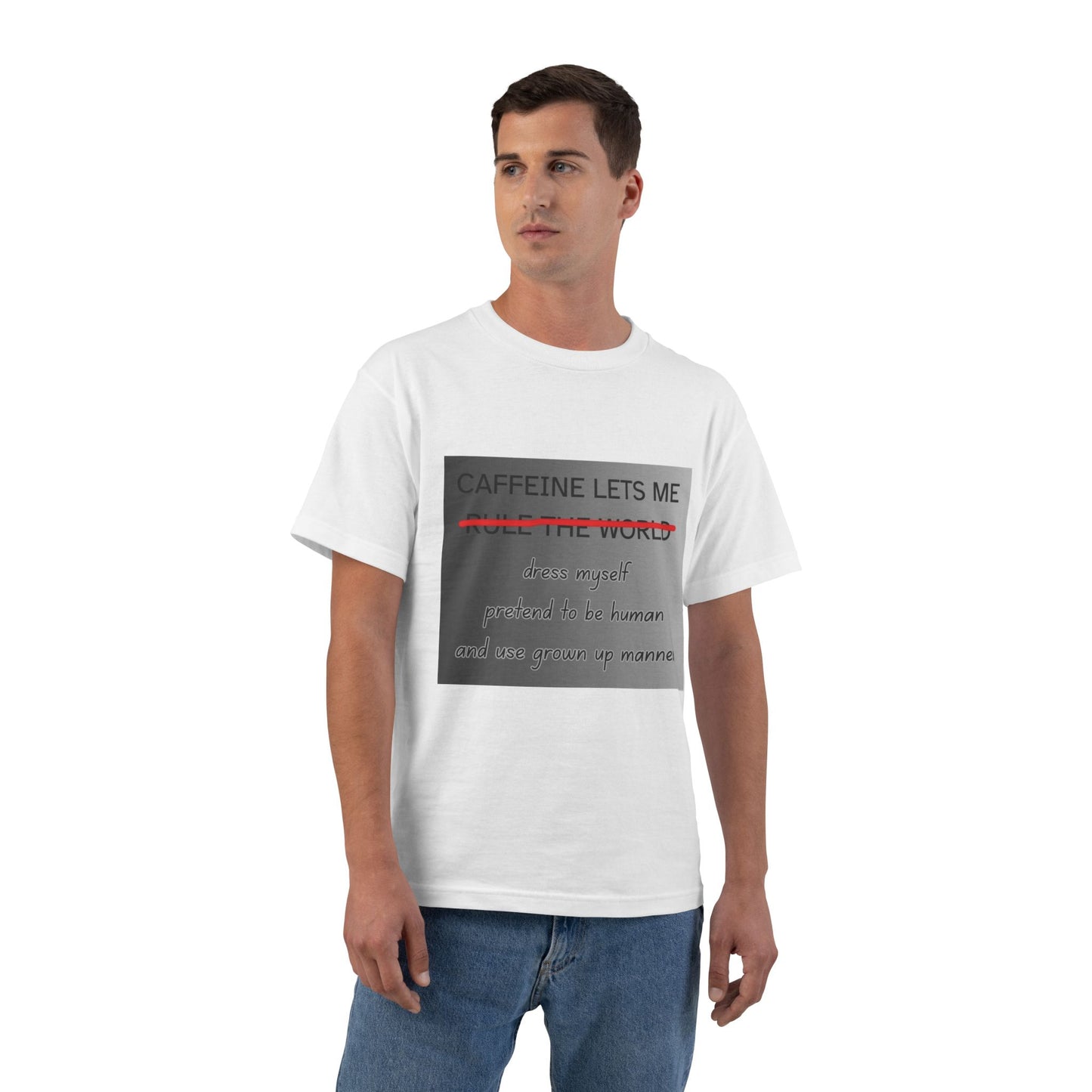 Caffeine Lets Me Men's Short-Sleeve Crewneck Tee