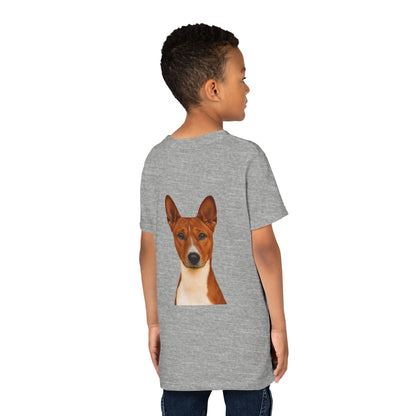 Basenji Head Youth Unisex Short Sleeve Crewneck Tee