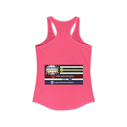 Slow Down Move Over Flag Women's Racerback Tank