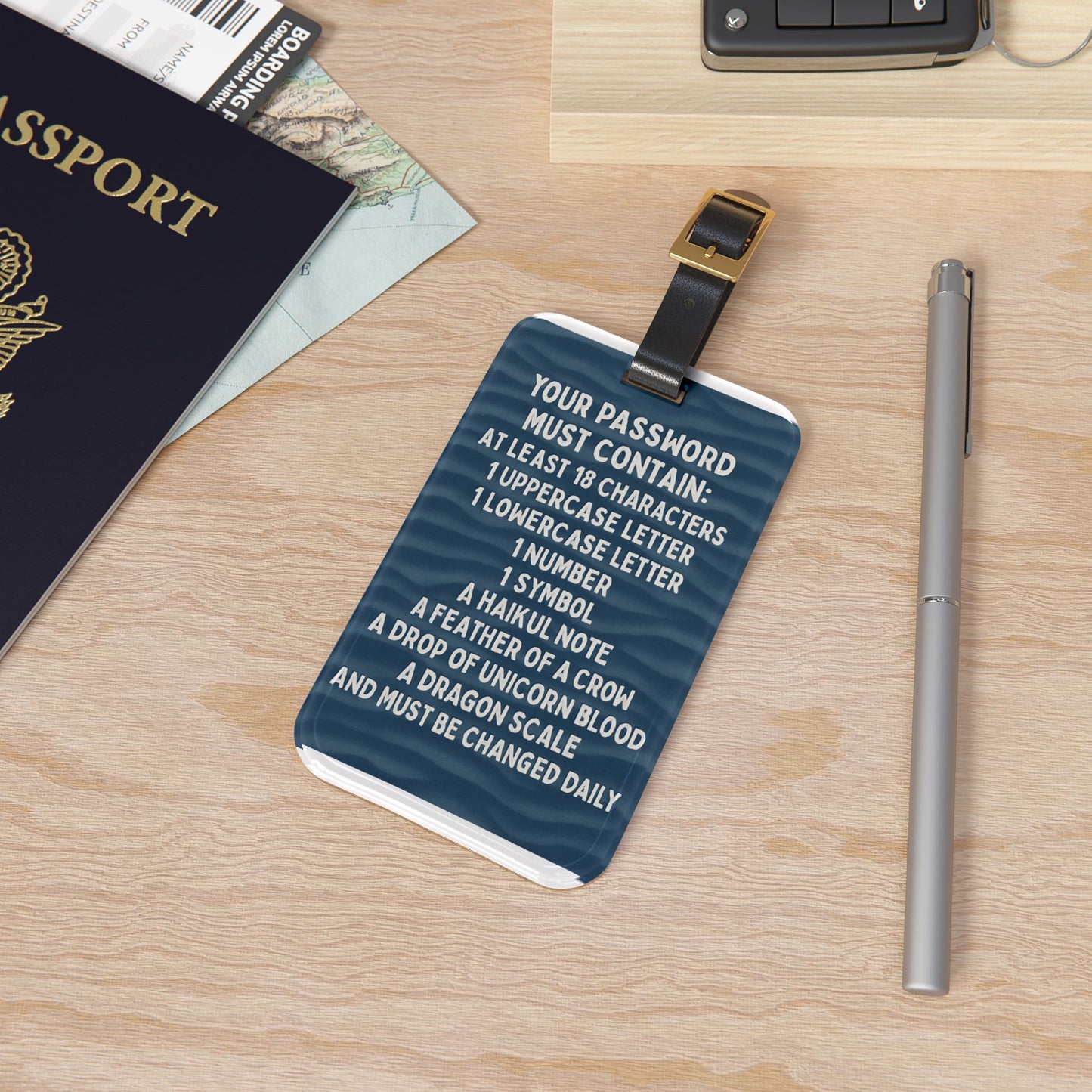 Password Leather Strap Luggage Tag