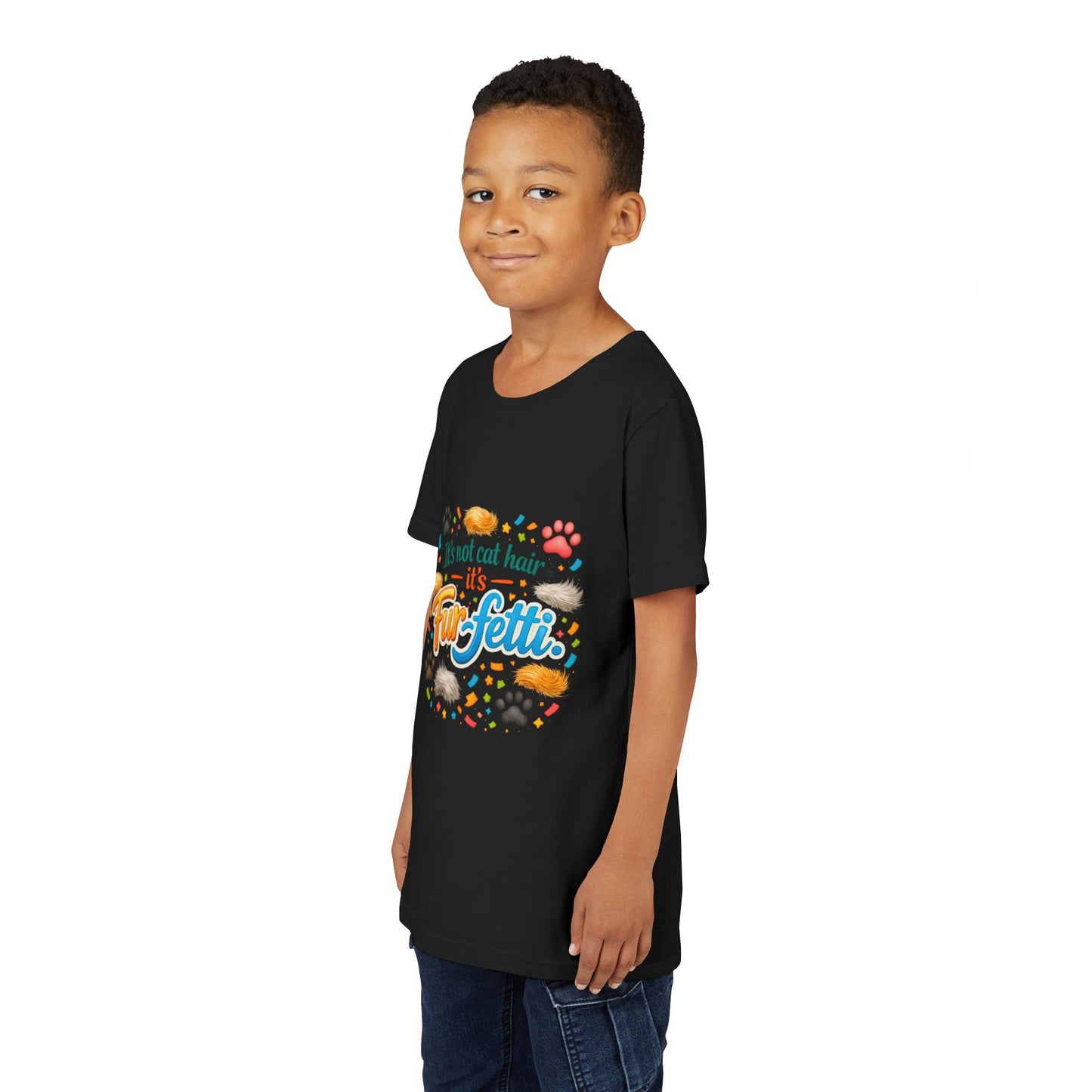 Fur-Fetti Cat Youth Unisex Short Sleeve Crewneck Tee