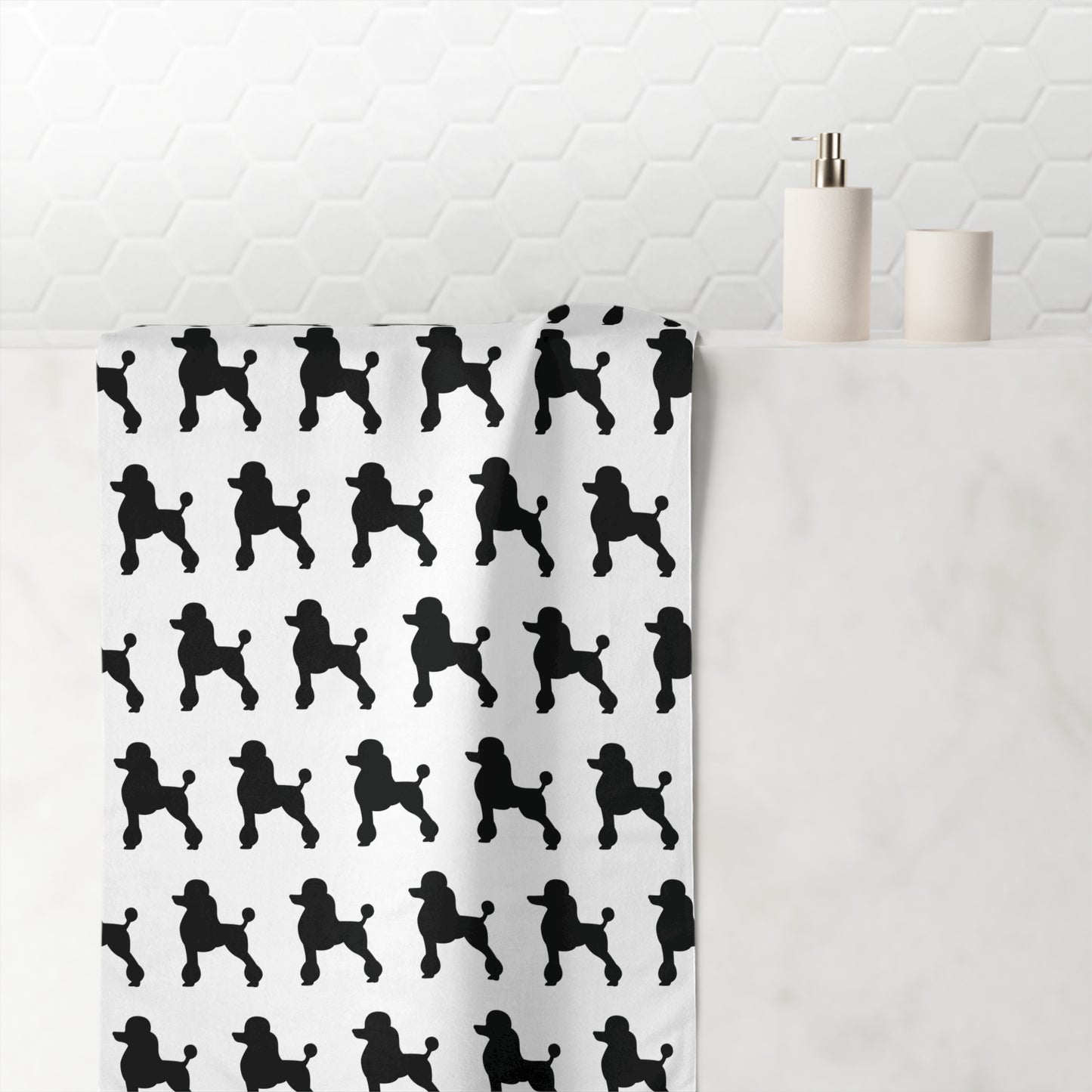 Poodle Silhouette Mink-Cotton  Beach Towel