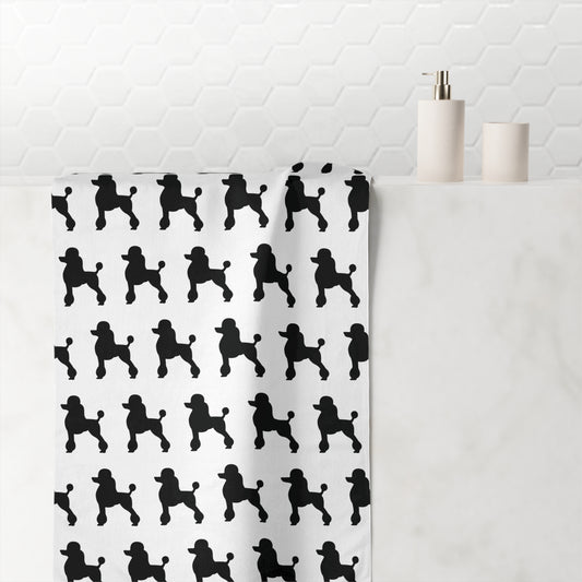 Poodle Silhouette Mink-Cotton  Beach Towel