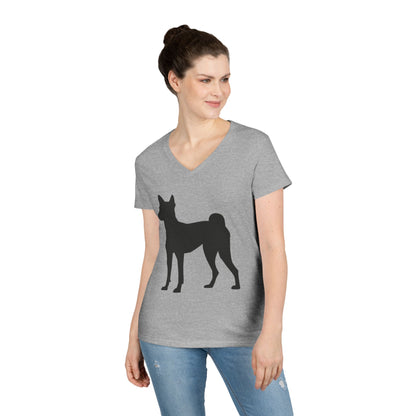 Basenji Silhouette Women's V-Neck T-Shirt