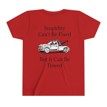 Stupidity Wheel Lift Tow Truck Youth Unisex Short Sleeve Crewneck Tee