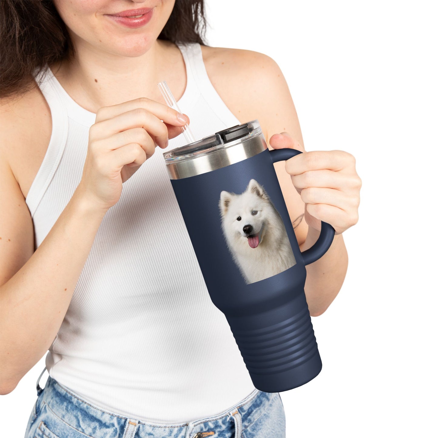 Samoyed Head Insulated Travel Mug
